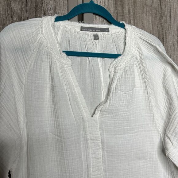 Ocean + Main Double Gauze Tunic Kaftan White Neutral Minimalist Size S/M - Picture 5 of 8